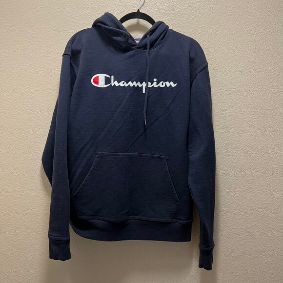 Champion Authentic Athleticwear Hoodie Sweatshirt Jacket Blue Cotton Pullover M - Picture 2 of 6
